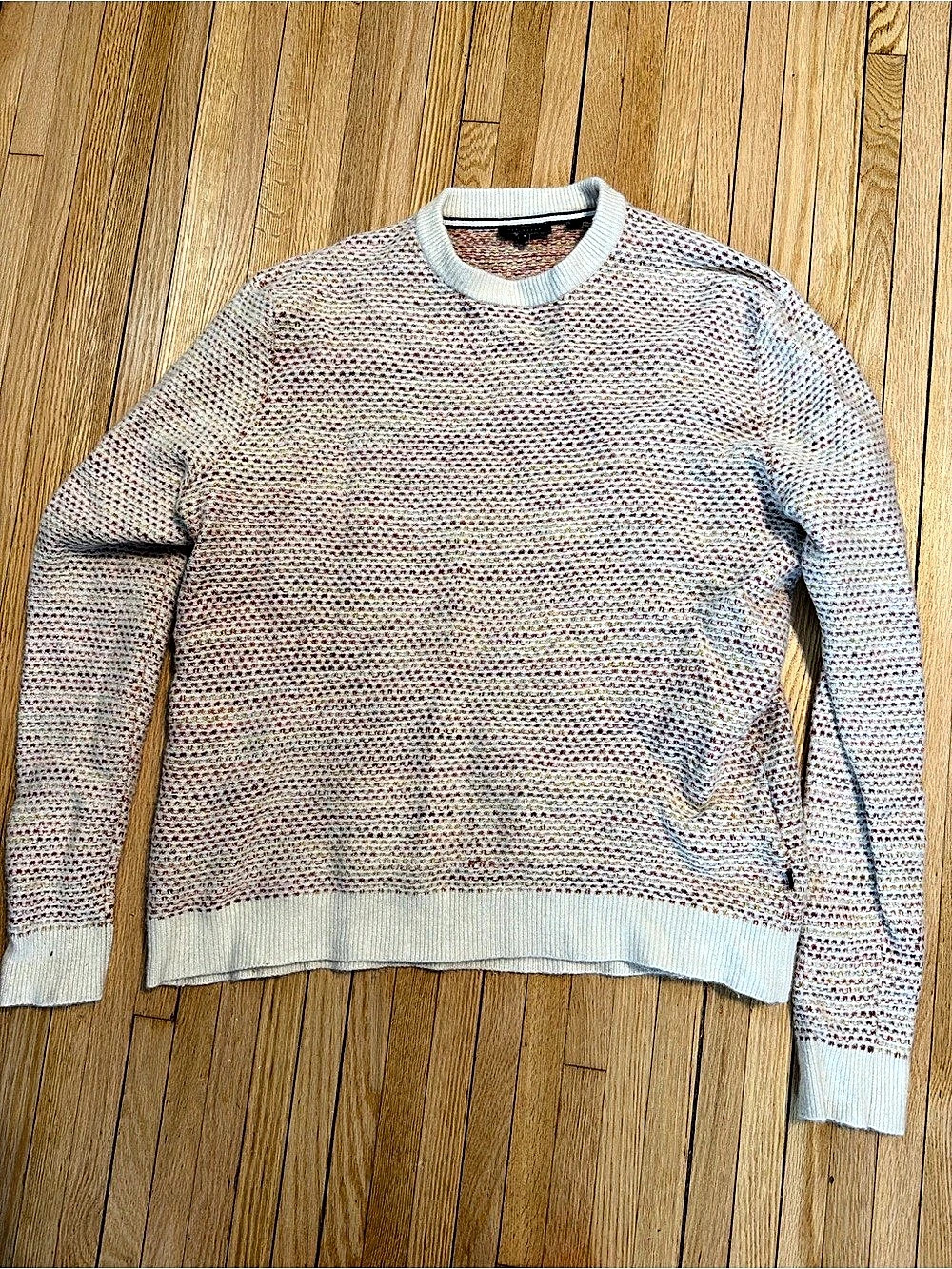 Ted Baker Textured Crewneck Sweater in Cream & Pink Like New